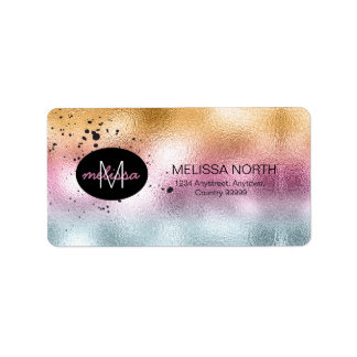Glass Gradient and Splatter Monogram Pink ID444 Label