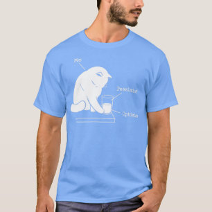 Glass Graphic Optimist and Pessimist Funny Cat T-Shirt