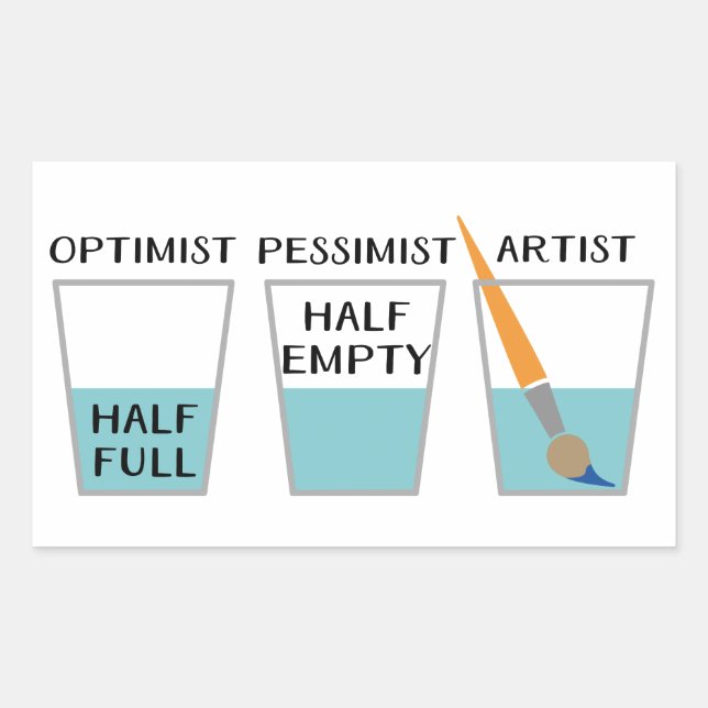 Glass Half Full Funny Meme Rectangular Sticker (Front)