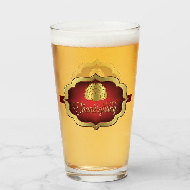 Glass - Happy Thanksgiving - Turkey (Front Filled)