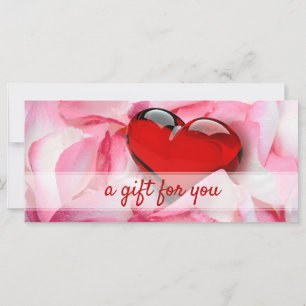 Glass Heart Valentine's Day Rose Petals Gift Card