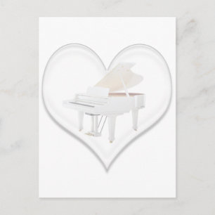 Glass Heart White Grand Piano Postcard