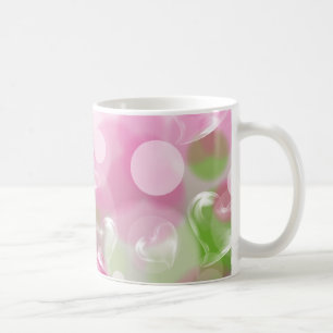 Glass Hearts on Pink Mug