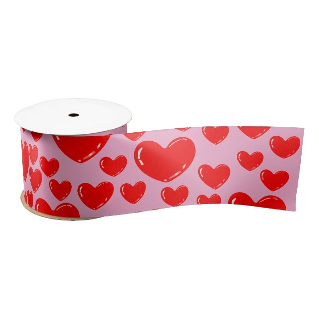 glass hearts satin ribbon (Spool)
