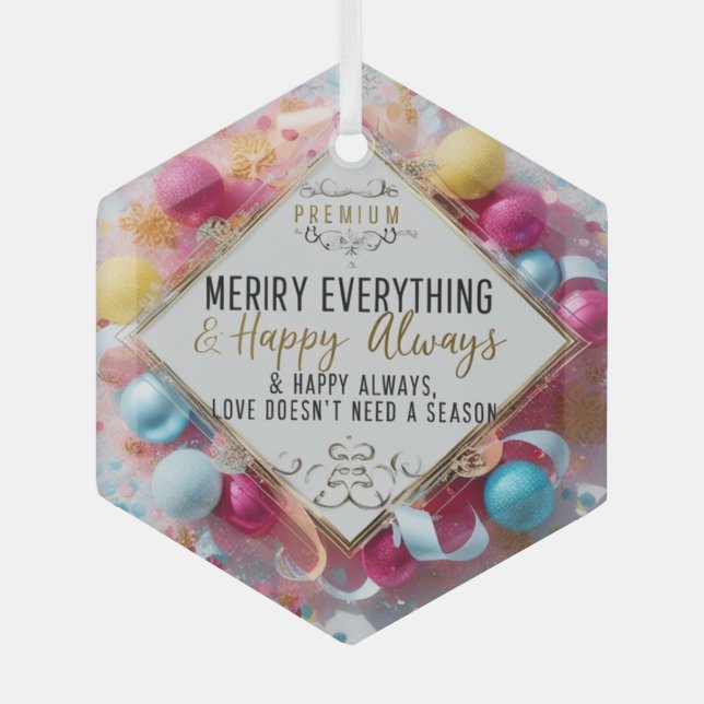 Glass Hexagon Ornament – Premium Holiday Décor (Front)