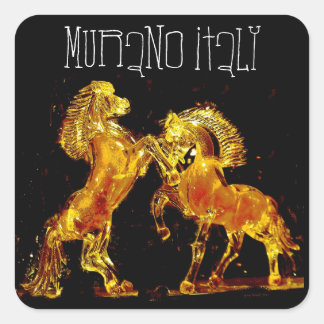 Glass Horses of Murano Italy Square Sticker