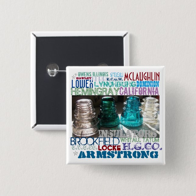 GLASS INSULATORS HISTORY of the RAILROAD Telegraph 15 Cm Square Badge (Front & Back)