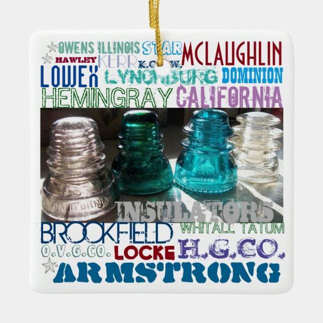 GLASS INSULATORS HISTORY of the RAILROAD Telegraph Ceramic Ornament (Front)