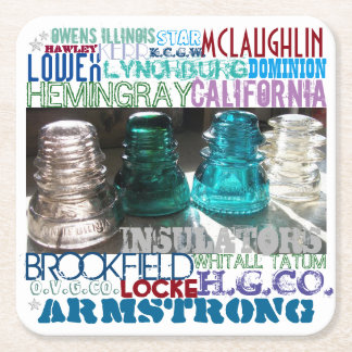 GLASS INSULATORS HISTORY of the RAILROAD Telegraph Square Paper Coaster