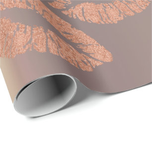 Glass Kiss Lips Makeup Blush Copper Pin Gold Metal Wrapping Paper