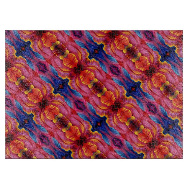 Glass Kitchen Cutting Board -Tulip Abstract (Front)