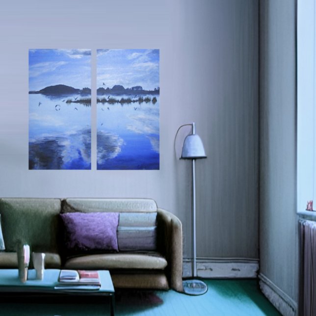 GLass Lake, Mirror Reflections,birds,clouds Canvas Print (Creator Uploaded)