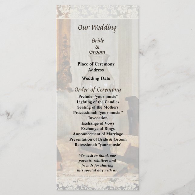 Glass Lamp and Stereopticon Wedding Program Programme (Front)