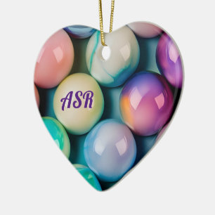 Glass Marbles in Pretty Pastel Colours, your text Ceramic Tree Decoration