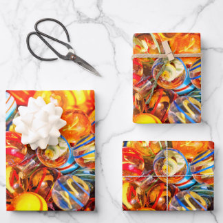 Glass marbles vintage old school colourful wrapping paper sheet