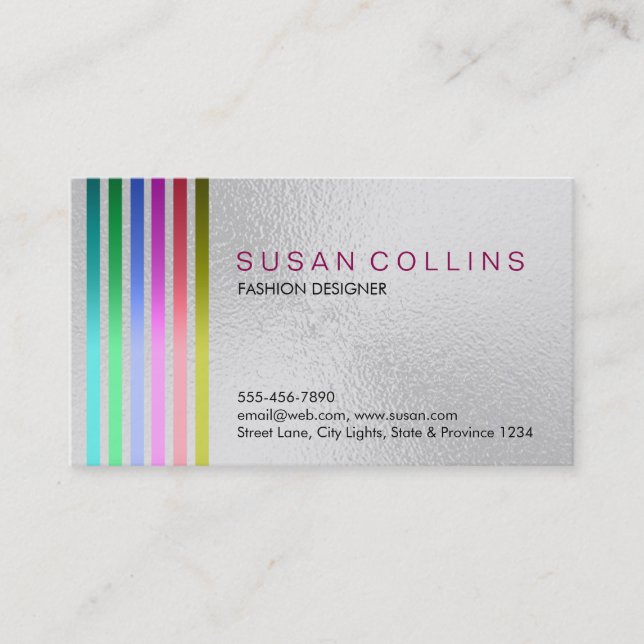 Glass Material Professional Clean Striped Business Card (Front)