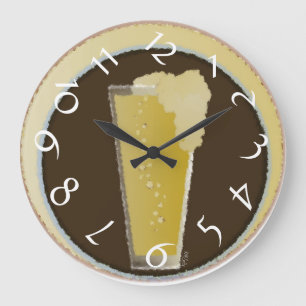 Glass of Beer Digital Art Jumbled Numbers Large Clock