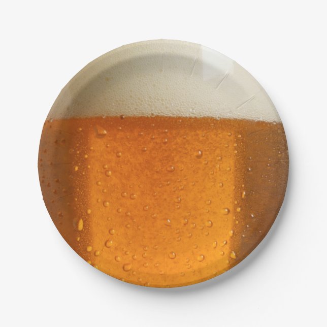 Glass of Beer Paper Plate (Front)