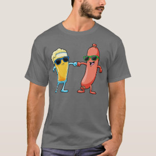 Glass of beer sausage with sunglasses T-Shirt