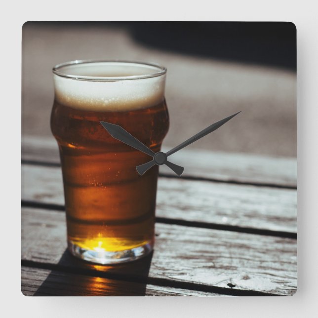 Glass of Beer - Square Wall Clock (Front)