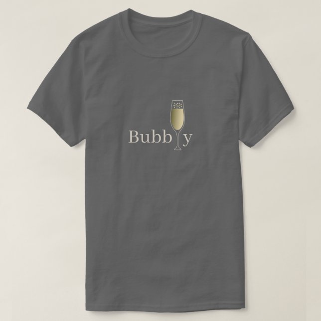 Glass of Bubbly Champagne minimalist grey T-Shirt (Design Front)