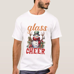 Glass of Cheer Christmas Funny Snowman Wine Lover T-Shirt