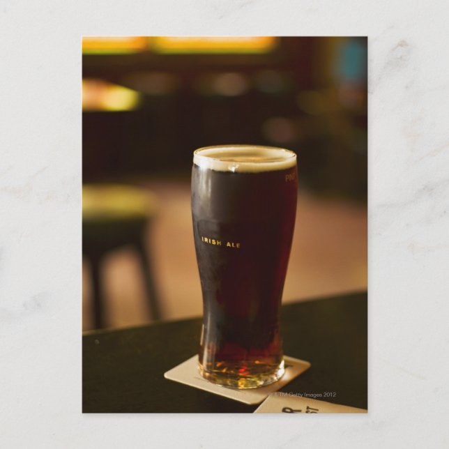Glass of Irish ale in pub Postcard (Front)