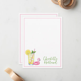 Glass of Lemonade With Flamingo Card