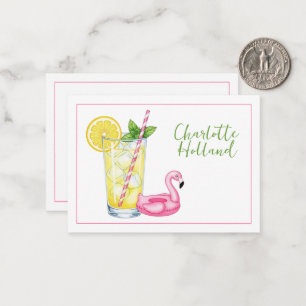 Glass of Lemonade With Flamingo Card