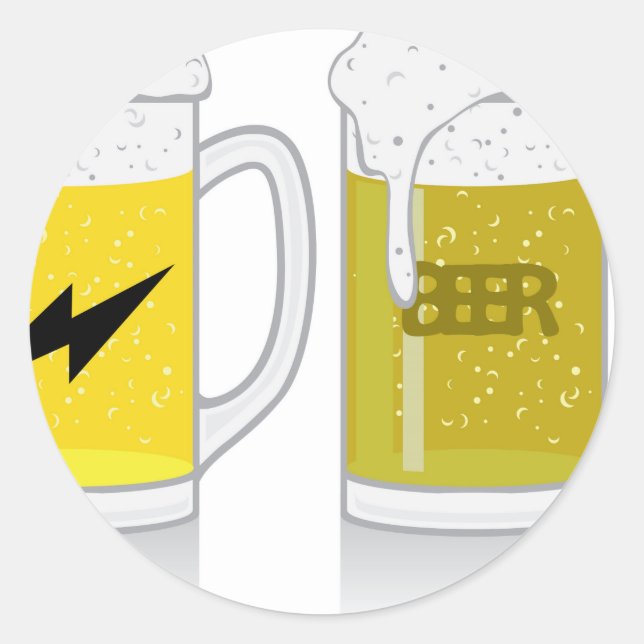 Glass of light beer classic round sticker (Front)