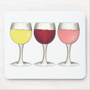 Glass of Red White Rosé Glasses Winery Wine Lover Mouse Mat