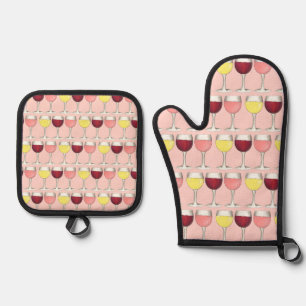Glass of Red White Rosé Glasses Winery Wine Lover Oven Mitt & Pot Holder Set