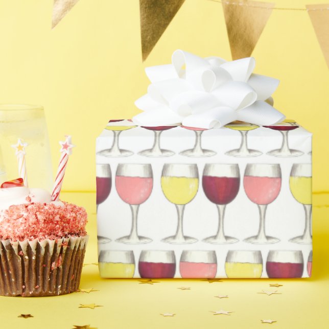 Glass of Red White Rosé Glasses Winery Wine Lover Wrapping Paper (Birthday Party)