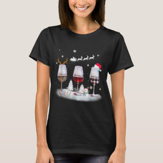 Glass of Red Wine Christmas Leopard Glass Red  T-Shirt