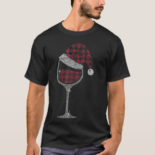 Glass of Red Wine Christmas Santa Hat Funny Wine X T-Shirt