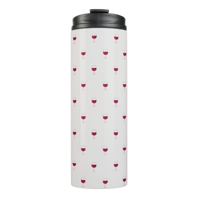 Glass Of Red Wine Pattern Grey Thermal Tumbler (Front)
