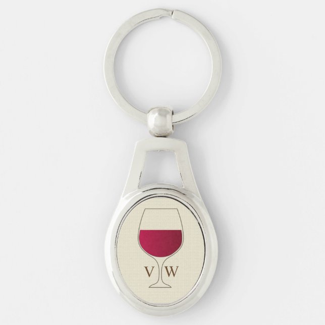 Glass of red wine personalised key ring (Front)