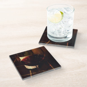 Glass of Red Wine Photography Art Coaster