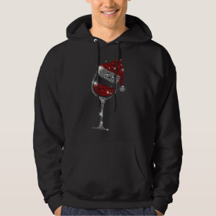 Glass of Red Wine Santa Hat Christmas For Men Wome Hoodie