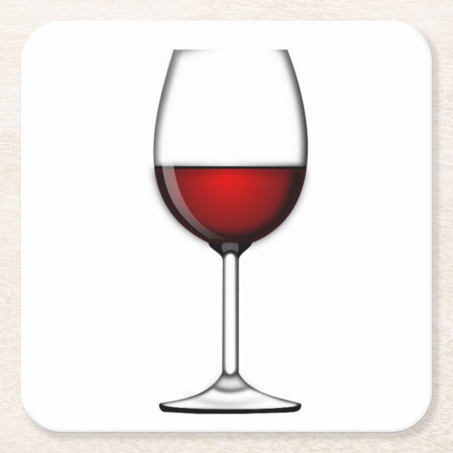 GLASS OF RED WINE SQUARE PAPER COASTER (Front)