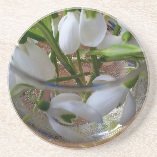glass of snowdrops coaster (Front)