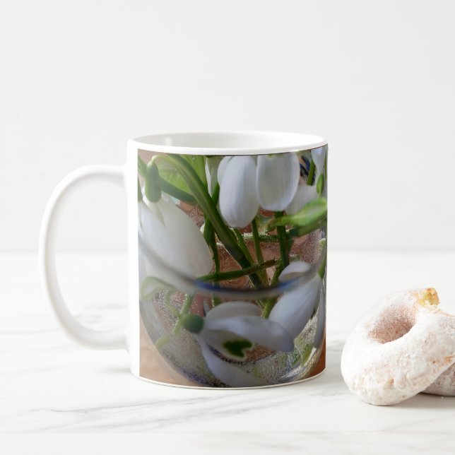 glass of snowdrops coffee mug (With Donut)