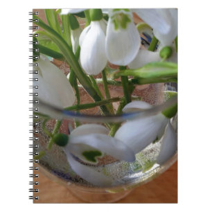 glass of snowdrops notebook