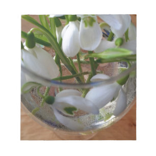 glass of snowdrops notepad