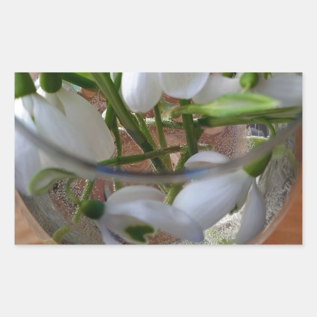 glass of snowdrops rectangular sticker (Front)