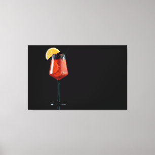 Glass of Spritz cocktail isolated on black Canvas Print
