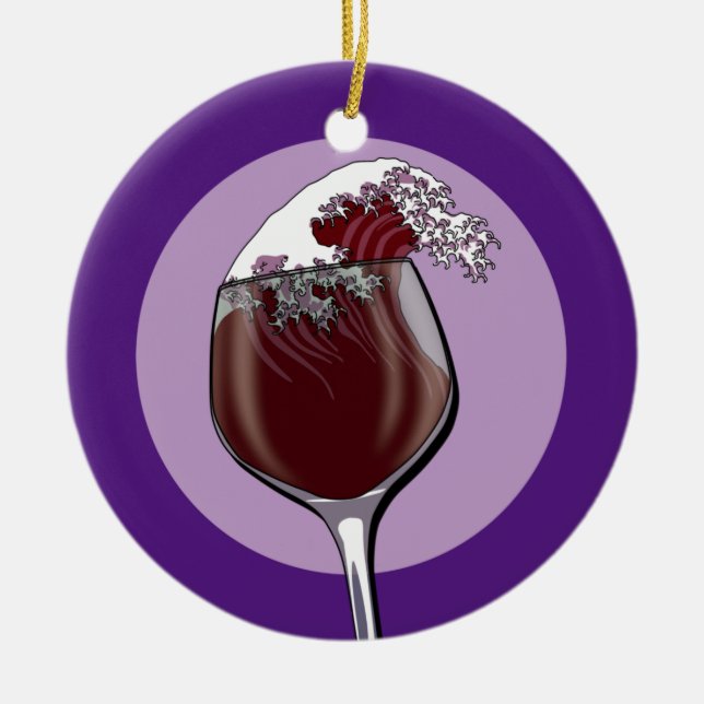 Glass Of Wine Ceramic Tree Decoration (Front)