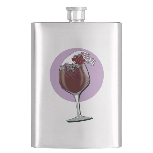 Glass Of Wine Hip Flask (Front)