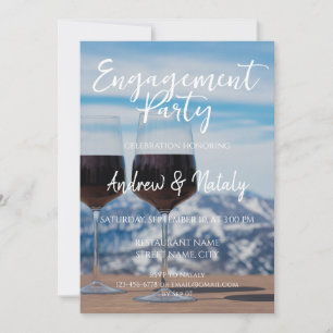 Glass of wine in mountains invitation