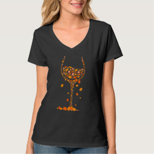 Glass Of Wine Maple Leaf Autumn Fall Drink Wine T-Shirt